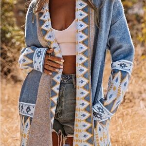 Aztec Print Knit Cardigan